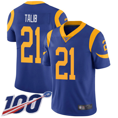Los Angeles Rams Limited Royal Blue Men Aqib Talib Alternate Jersey NFL Football #21 100th Season Vapor Untouchable